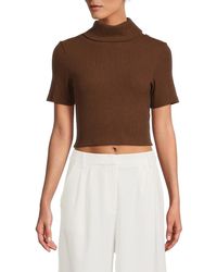 AREA STARS - Anne Ribbed Turtleneck Crop Top - Lyst