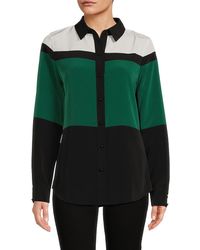 Karl Lagerfeld - Colorblock Button Up Blouse - Lyst