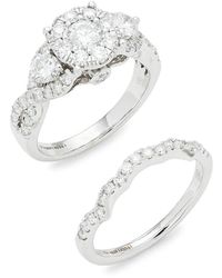 Saks Fifth Avenue 2-piece 14k White Gold & Diamond Engagement & Wedding Ring Set - Multicolour