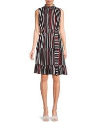 AREA STARS - Striped Belted Tiered Dress - Lyst