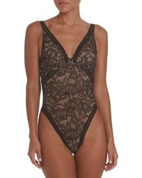 Wolford - Nets & Roses Plunge Bodysuit - Lyst