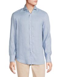 Brunello Cucinelli - Basic Fit Linen Blend Striped Shirt - Lyst