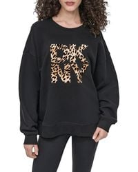 DKNY - Animal Print Logo Drop Shoulder Sweatshirt - Lyst