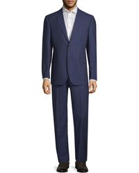 Saks Fifth Avenue Two-piece Classic-fit Wool Windowpane Check Suit - Blue