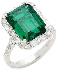 Effy - Radiant Value 14k White Gold, Lab-grown Emerald & 0.84 Tcw Lab-grown Diamond Ring - Lyst