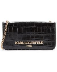 Karl Lagerfeld - Lafayette Croc Embossed Leather Shoulder Bag - Lyst