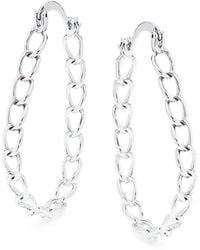 Sterling Forever - Rhodium Plated Chain Link Hoop Earrings - Lyst
