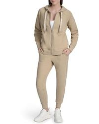 DKNY - Logo Drawstring Zip Hoodie - Lyst