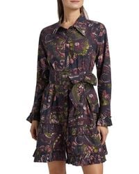 Figue - Cami Floral Cotton Tie-waist Shirtdress - Lyst