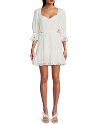 French Connection - Cilla Broderie Eyelet Mini Dress - Lyst