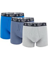 Penguin 3-Pack Men's Cotton Stretch Boxer Briefs Large (36-38) Blues