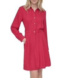 DKNY - Textured Long Sleeve Mini Shirtdress - Lyst