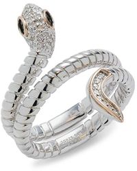 Effy 14k Rose Gold, Sterling Silver, Tsavorite & Diamond Snake Ring/size 7 - Metallic