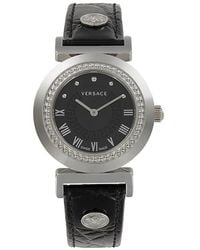 Versace - Vanity 35mm Stainless Steel & Leather Strap Watch - Lyst