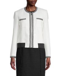Karl Lagerfeld Tweed Zip-front Jacket - White