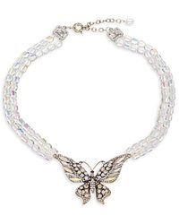 Eye Candy LA - Goldtone, Acrylic Beads, Glass Crystals & Cubic Zirconia Butterfly Necklace - Lyst