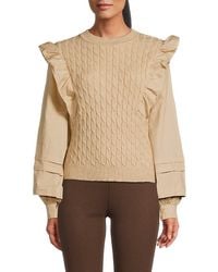 Avantlook - Cable Knit Sweater & Ruffled Top - Lyst