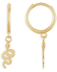 Saks Fifth Avenue - 14k Yellow Gold Snake Charm Huggie Earrings - Lyst