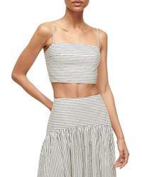 STAUD - Federico Striped Stretch-cotton Sleeveless Crop Top - Lyst