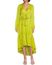 Ramy Brook - Tie-Neck Floral Jacquard Midi-Dress - Lyst