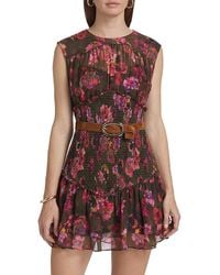 AMUR - Sierra Floral Smocked Sleeveless Minidress - Lyst