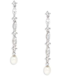 Saks Fifth Avenue - Sterling Silver, White Freshwater Cultured Pearl & Created White Sapphire Drop Earrings - Lyst