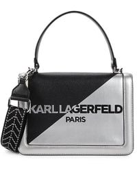 Karl Lagerfeld - Simone Two Tone Logo Satchel - Lyst