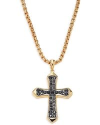 Effy - 14k Goldplated Sterling Silver & Black Spinel Cross Pendant Necklace - Lyst
