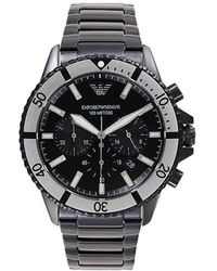 Emporio Armani 43mm Stainless Steel Chronograph Watch - Black