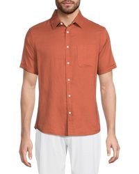 Saks Fifth Avenue - Linen Blend Short Sleeve Button Down Shirt - Lyst