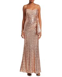 Badgley Mischka Sequin Bow Back Strapless Gown - Multicolour