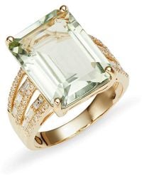 Effy - 14k Yellow Gold, Green Amethyst & 0.44 Tcw Diamond Ring - Lyst