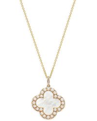 Effy - 14k Yellow Gold, Mother Of Pearl & Diamond Clover Pendant Necklace - Lyst