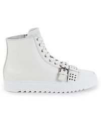 Les Hommes Studded Leather High-top Sneakers - White