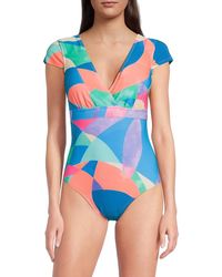 Beyond Control - Cap-Sleeve Abstract One-Piece Swimsuit - Lyst