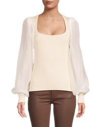 Design History - Glitter Puff-sleeve Top - Lyst