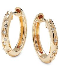 Saks Fifth Avenue - 14k Yellow Gold & 0.078 Diamond Huggie Earrings - Lyst