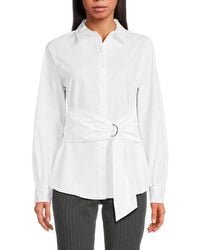 Calvin Klein - Belted Cotton Button-Front Shirt - Lyst