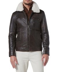 Andrew Marc - Wallack Faux Shearling Leather Aviator Jacket - Lyst