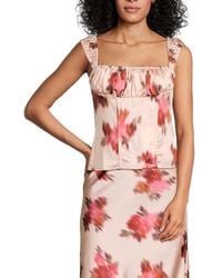 WeWoreWhat - Wide-Strap Ruched Printed Corset Top - Lyst