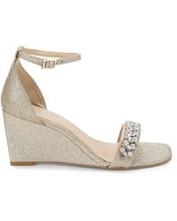 Badgley Mischka Peggy Embellished & Glitter Sandals - White