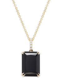 Effy 14k Yellow Gold, Diamond & Black Onyx Pendant Necklace - White