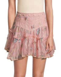 7021 - Faux Pearl & Embroidered Lace Mini Skirt - Lyst