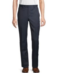 Saks Fifth Avenue Wool Collection Windowpane Travel Suit Pants in Navy Blue Slacks and Chinos Formal trousers for Men Mens Clothing Trousers 