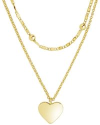 Sterling Forever - 14k Goldplated Beaded Chain & Heart Charm Layered Necklace - Lyst