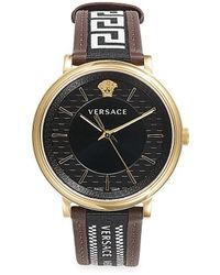 Versace - 42mm Ipyg Stainless Steel & Leather Strap Watch - Lyst