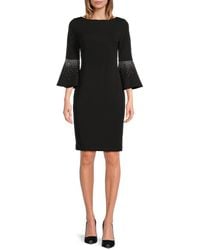 Calvin Klein - Embellished Bell Sleeve Dress - Lyst