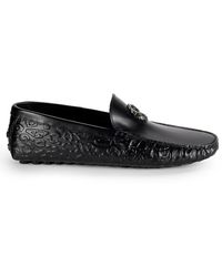 Roberto Cavalli - Textured Leather Driving Loafers - Lyst