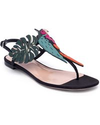 Valentino Tropical Dream Leather & Suede Thong Sandals - Multicolour