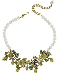 Heidi Daus A Lot Of Lemons Faux Pearl & Crystal Floral Bib Necklace - Metallic